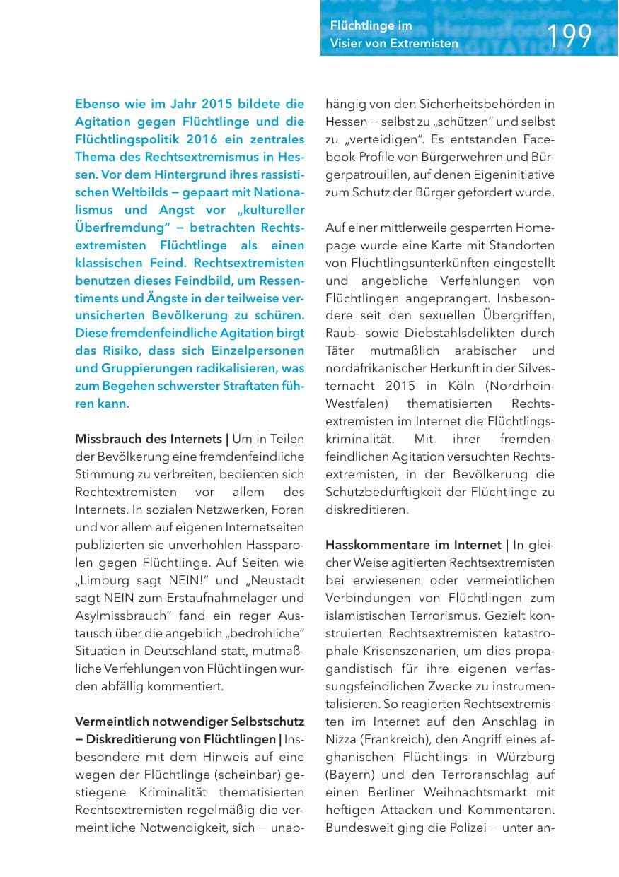 Seite 199 des Verfassungsschutzbericht 2016 Hessen