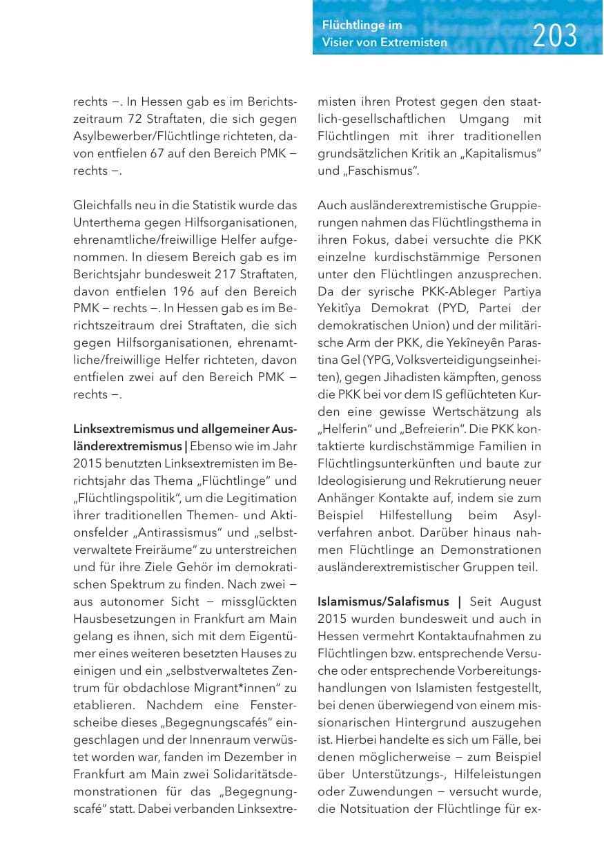 Seite 203 des Verfassungsschutzbericht 2016 Hessen