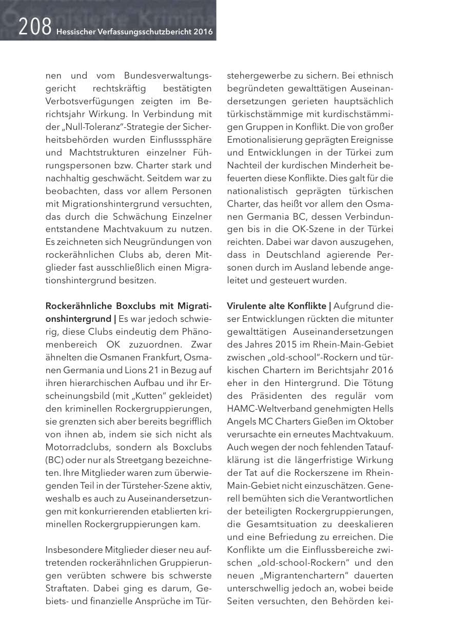 Seite 208 des Verfassungsschutzbericht 2016 Hessen