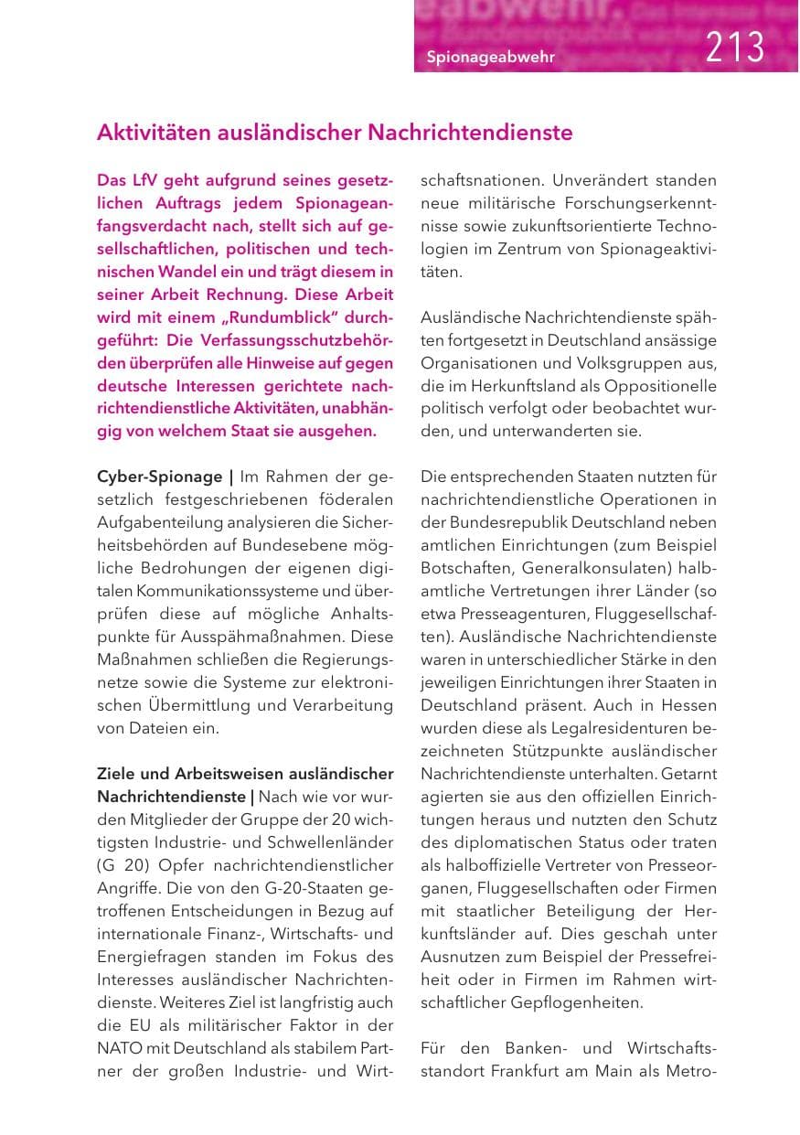 Seite 213 des Verfassungsschutzbericht 2016 Hessen