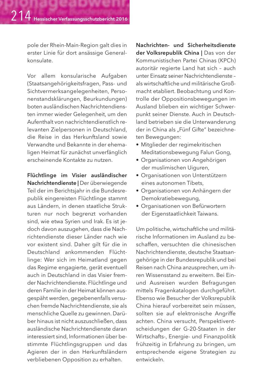 Seite 214 des Verfassungsschutzbericht 2016 Hessen