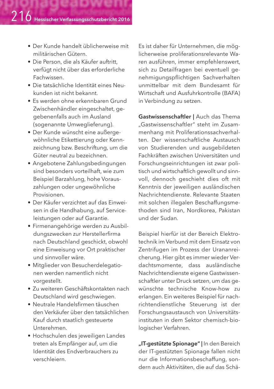 Seite 216 des Verfassungsschutzbericht 2016 Hessen