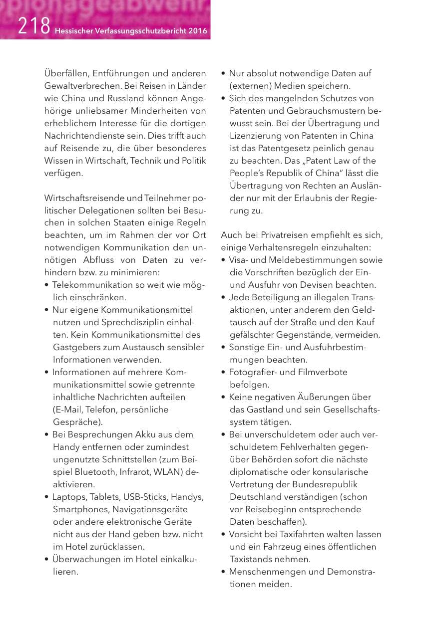 Seite 218 des Verfassungsschutzbericht 2016 Hessen