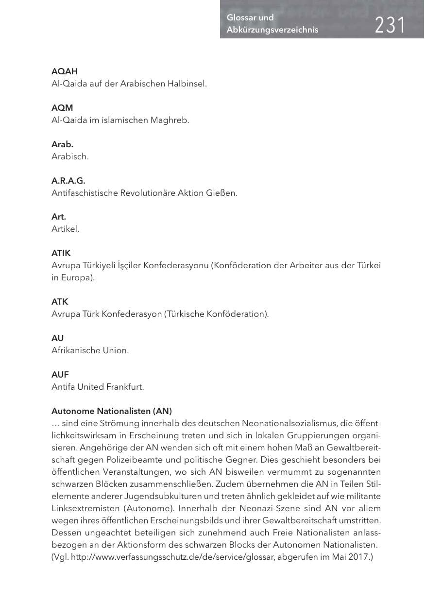 Seite 231 des Verfassungsschutzbericht 2016 Hessen