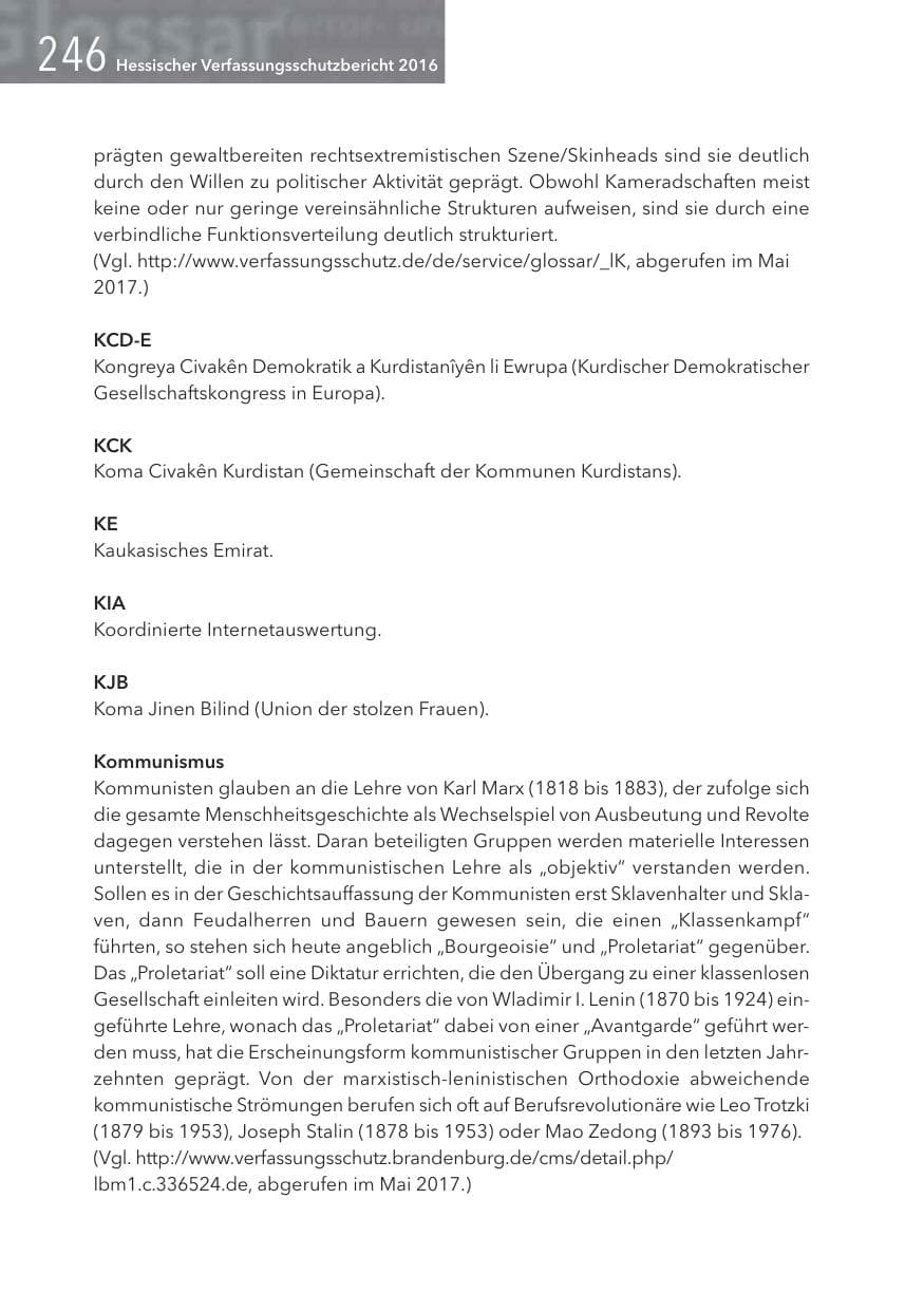 Seite 246 des Verfassungsschutzbericht 2016 Hessen