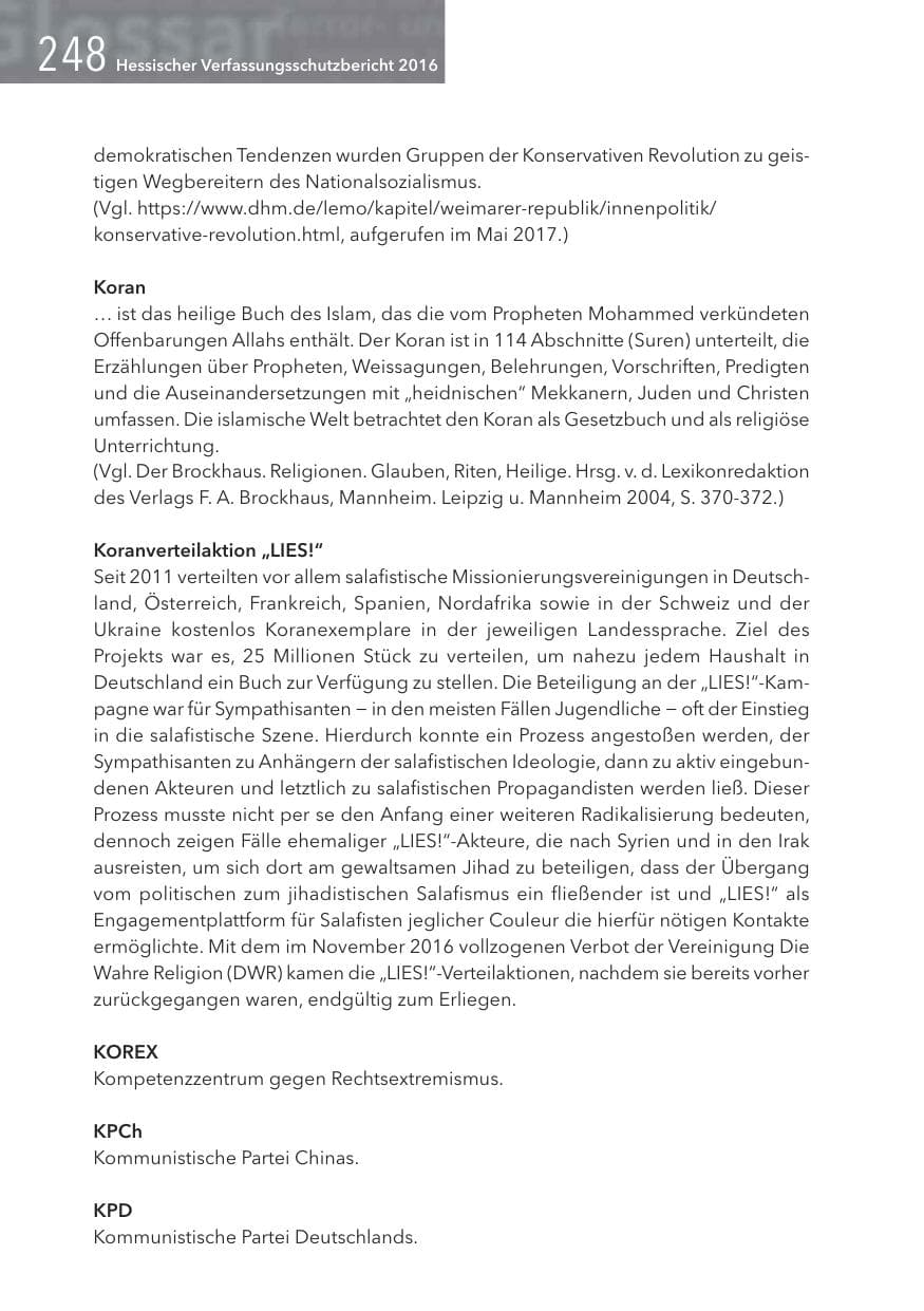 Seite 248 des Verfassungsschutzbericht 2016 Hessen