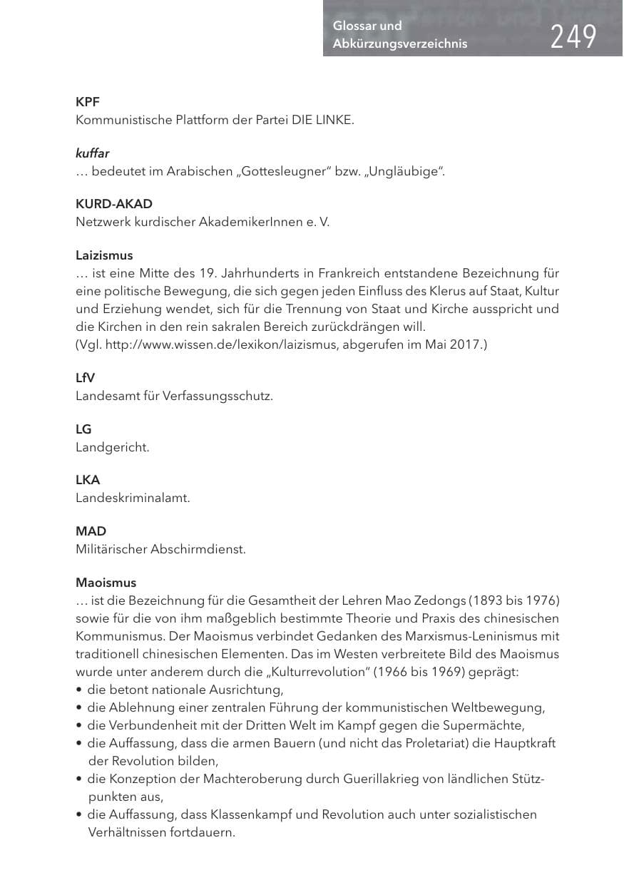 Seite 249 des Verfassungsschutzbericht 2016 Hessen