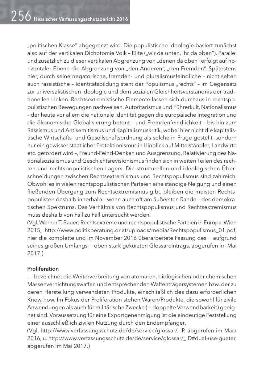 Seite 256 des Verfassungsschutzbericht 2016 Hessen