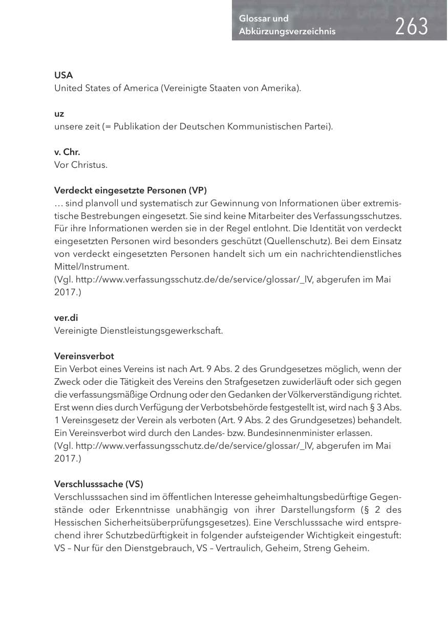 Seite 263 des Verfassungsschutzbericht 2016 Hessen