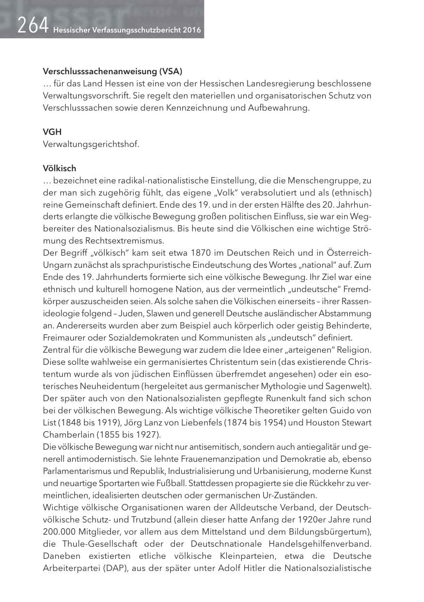 Seite 264 des Verfassungsschutzbericht 2016 Hessen