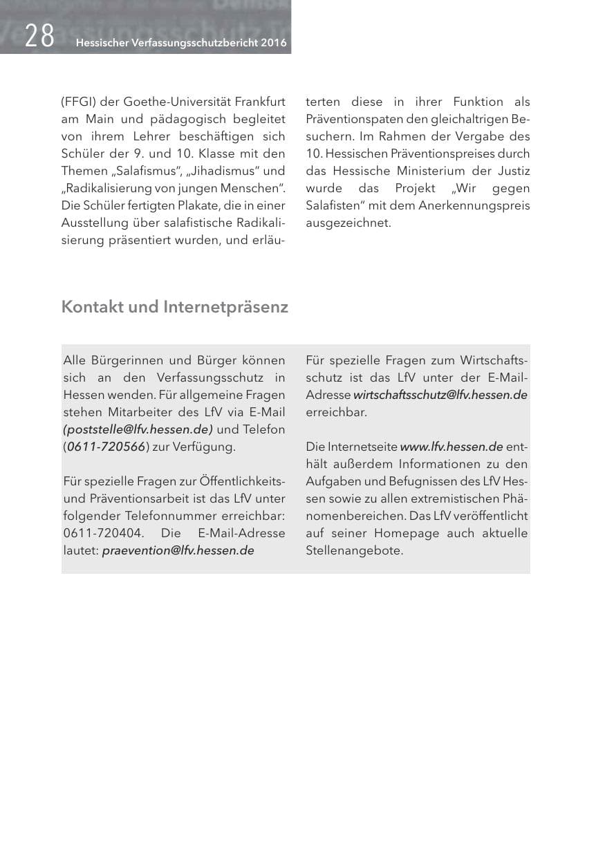 Seite 28 des Verfassungsschutzbericht 2016 Hessen
