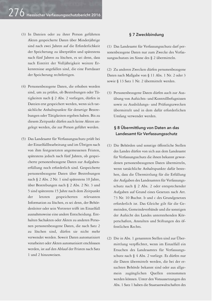 Seite 276 des Verfassungsschutzbericht 2016 Hessen