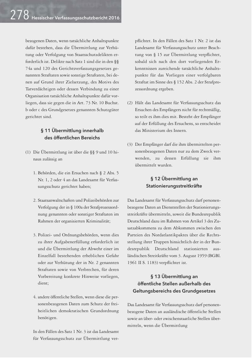 Seite 278 des Verfassungsschutzbericht 2016 Hessen
