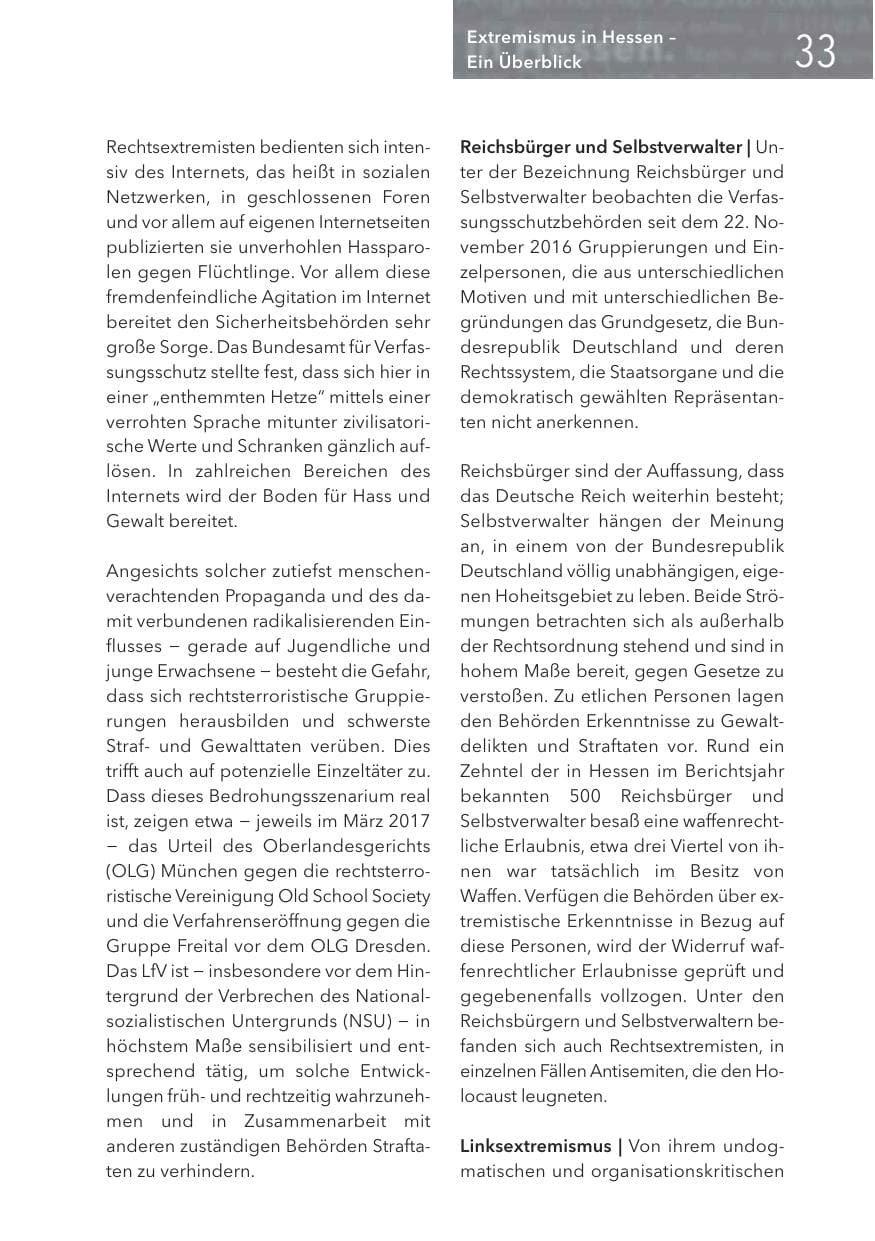 Seite 33 des Verfassungsschutzbericht 2016 Hessen