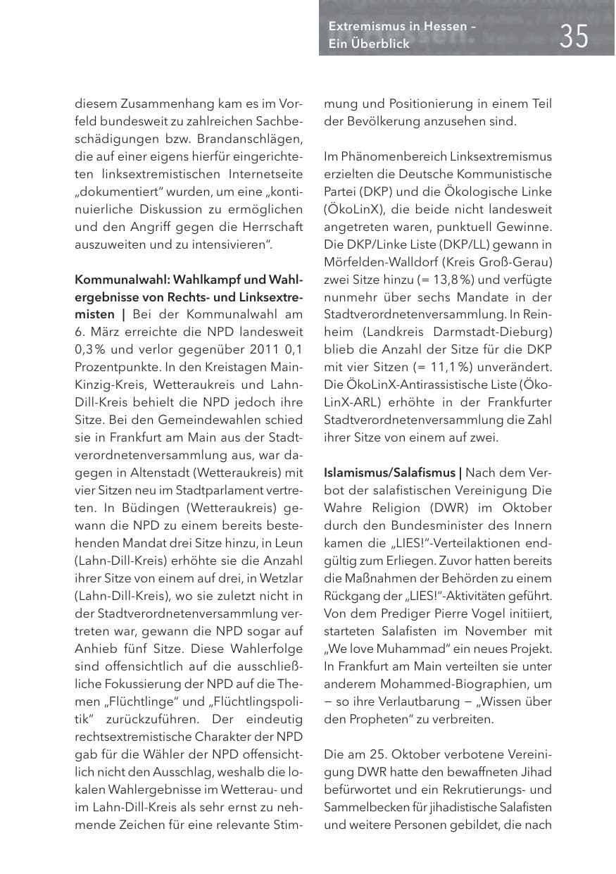 Seite 35 des Verfassungsschutzbericht 2016 Hessen
