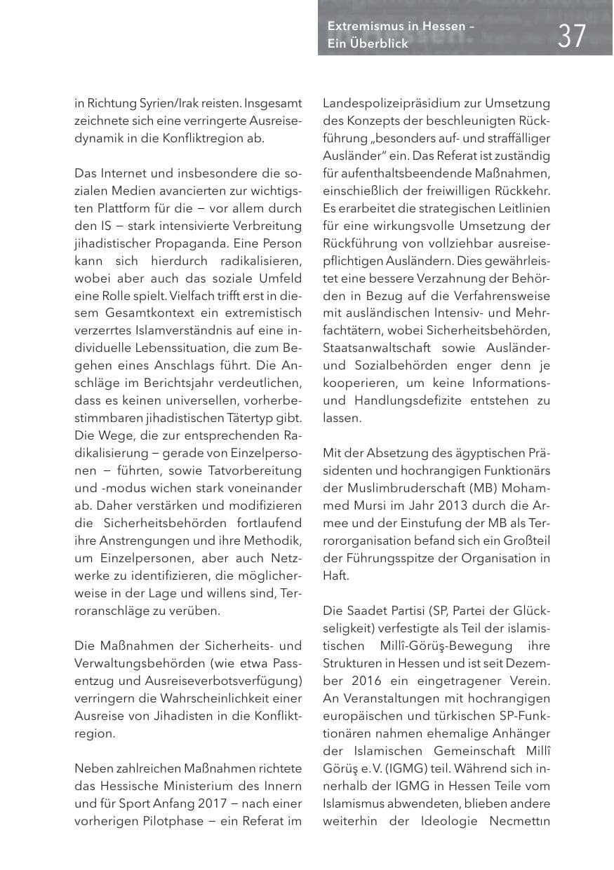 Seite 37 des Verfassungsschutzbericht 2016 Hessen