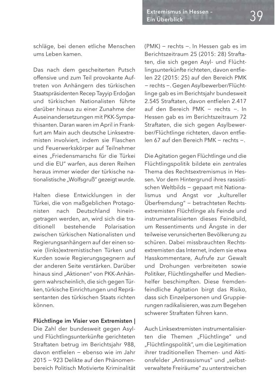 Seite 39 des Verfassungsschutzbericht 2016 Hessen