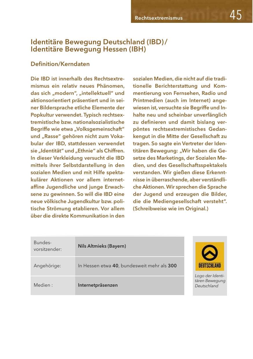 Seite 45 des Verfassungsschutzbericht 2016 Hessen
