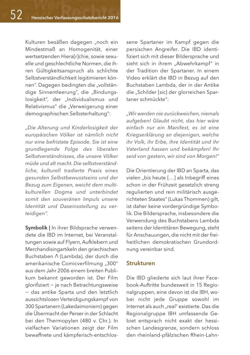 Seite 52 des Verfassungsschutzbericht 2016 Hessen