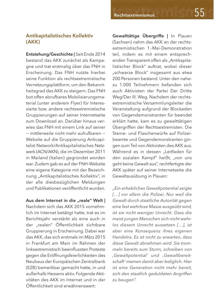 Seite 55 des Verfassungsschutzbericht 2016 Hessen