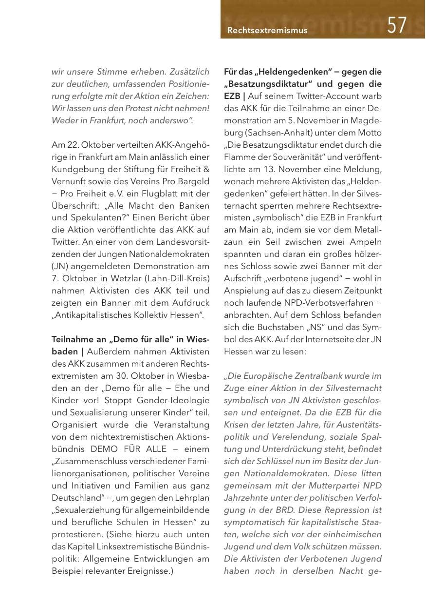 Seite 57 des Verfassungsschutzbericht 2016 Hessen