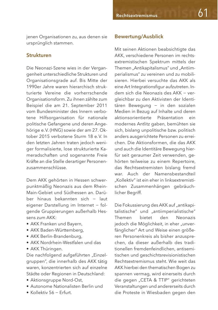 Seite 61 des Verfassungsschutzbericht 2016 Hessen