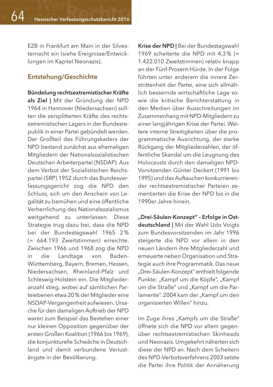 Seite 64 des Verfassungsschutzbericht 2016 Hessen