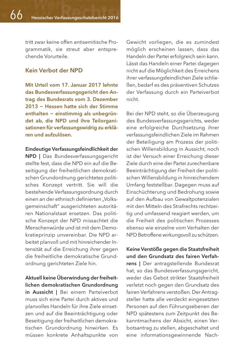 Seite 66 des Verfassungsschutzbericht 2016 Hessen
