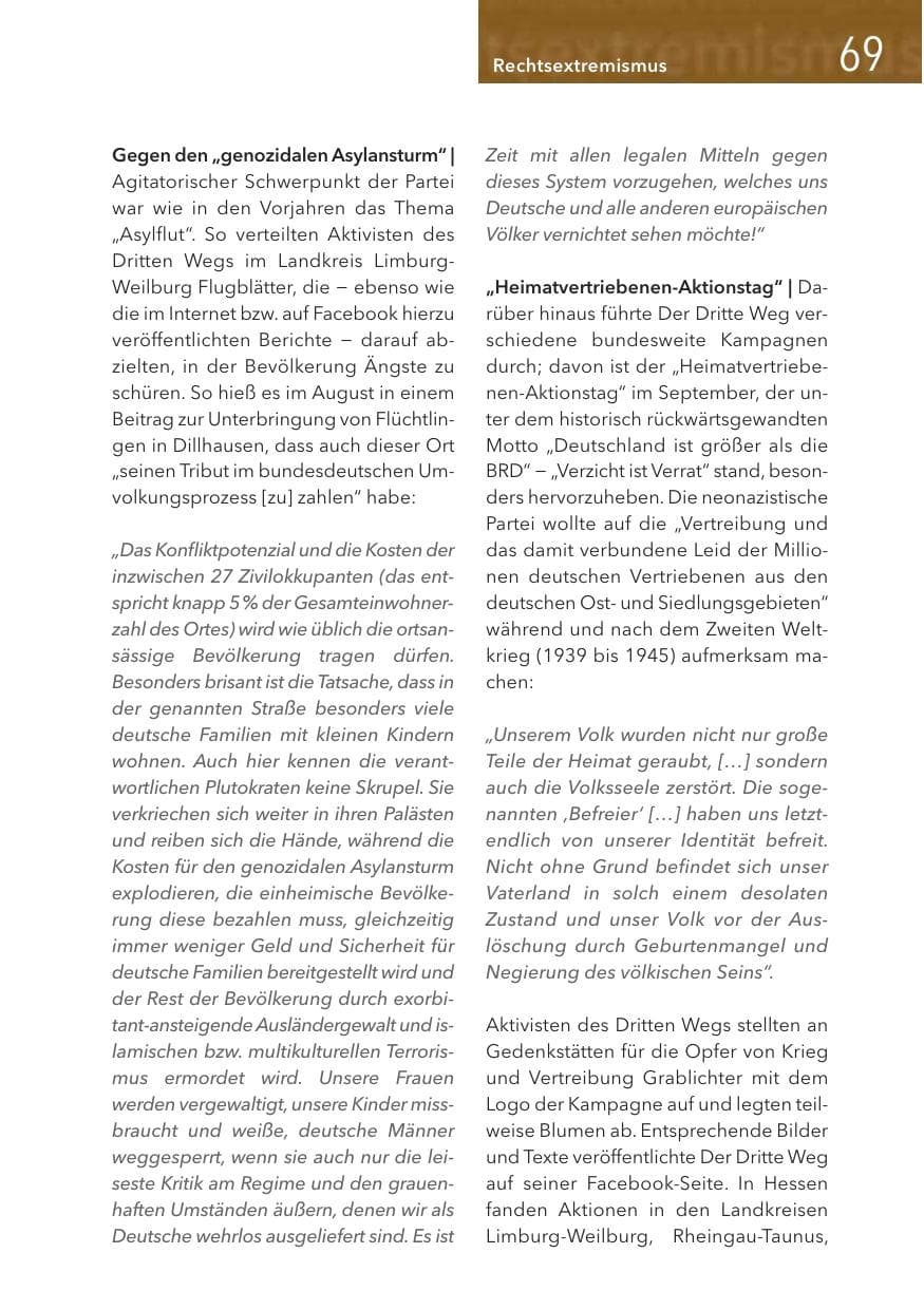 Seite 69 des Verfassungsschutzbericht 2016 Hessen