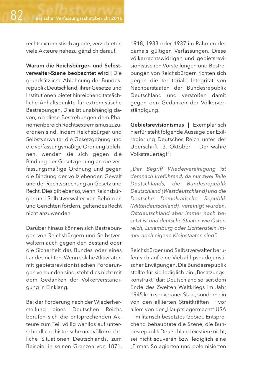 Seite 82 des Verfassungsschutzbericht 2016 Hessen