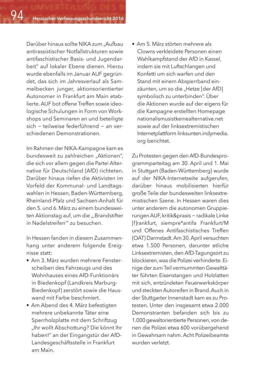 Seite 94 des Verfassungsschutzbericht 2016 Hessen