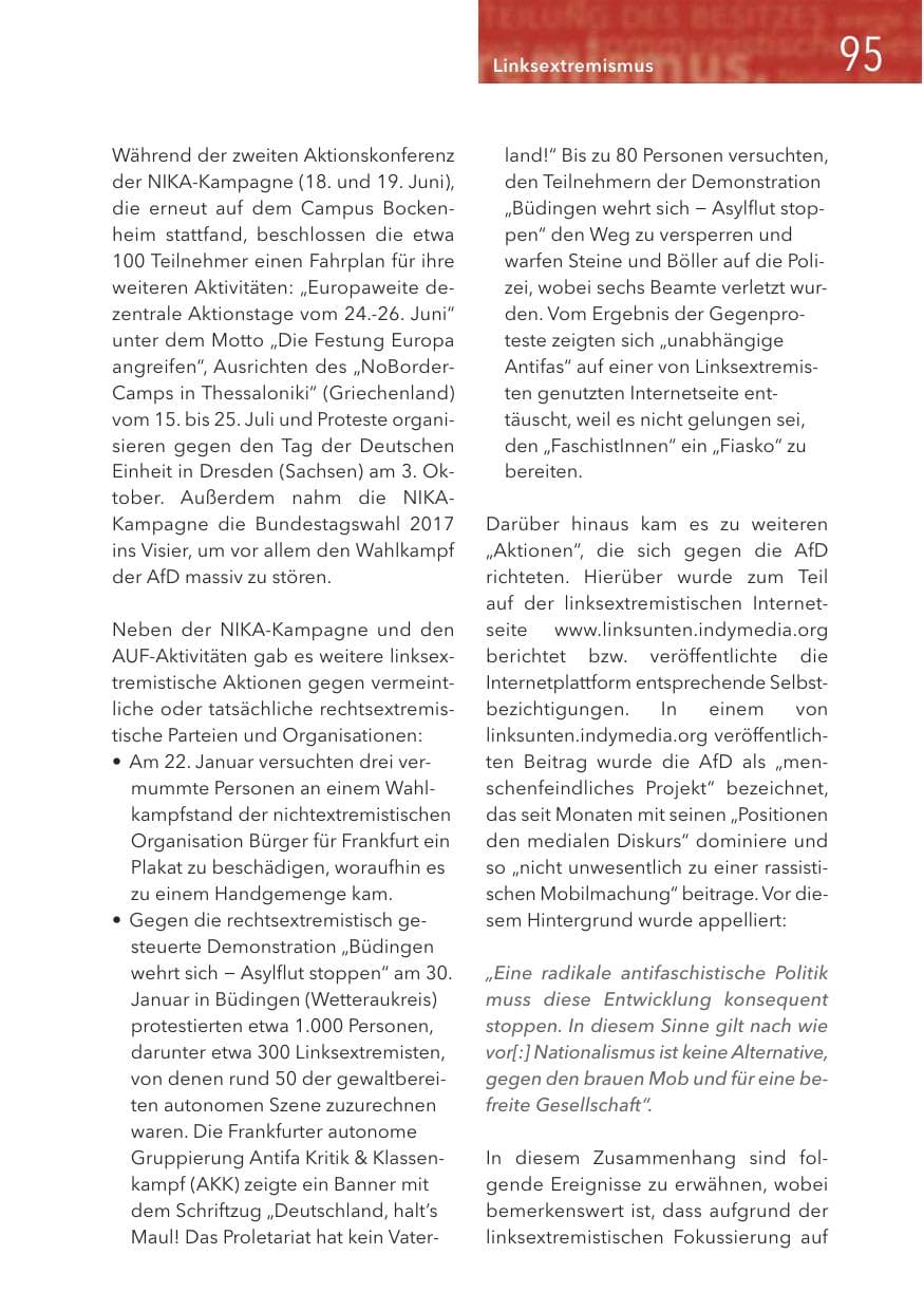 Seite 95 des Verfassungsschutzbericht 2016 Hessen