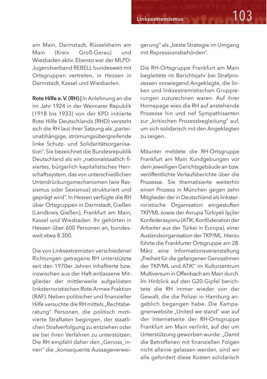 Seite 103 des Verfassungsschutzbericht 2017 Hessen