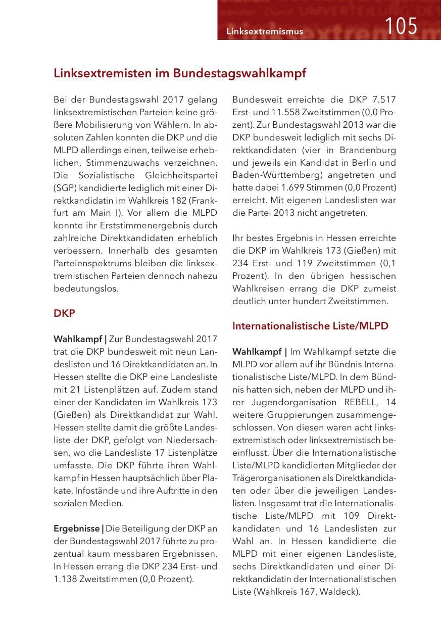 Seite 105 des Verfassungsschutzbericht 2017 Hessen