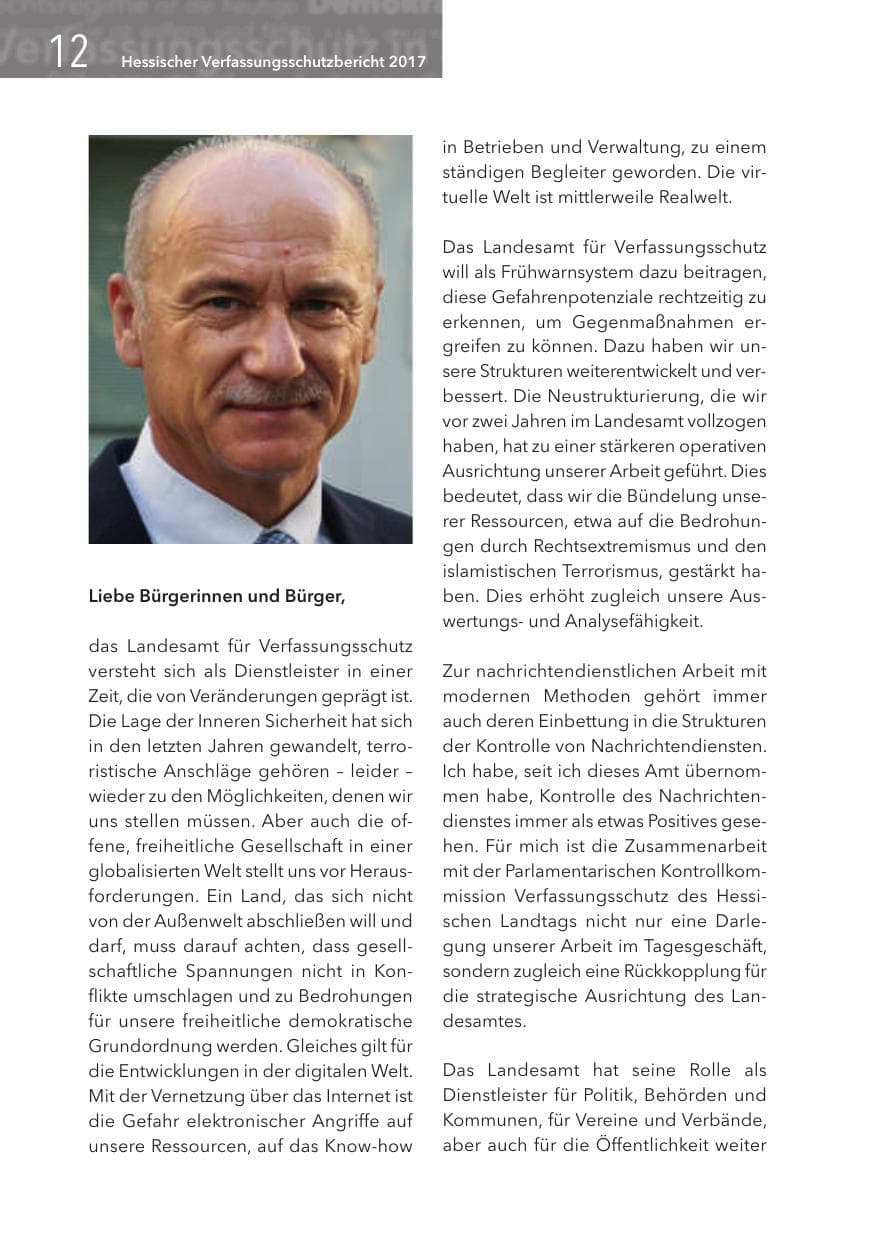 Seite 12 des Verfassungsschutzbericht 2017 Hessen
