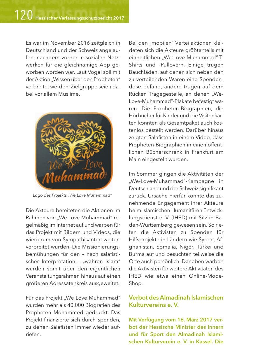 Seite 120 des Verfassungsschutzbericht 2017 Hessen