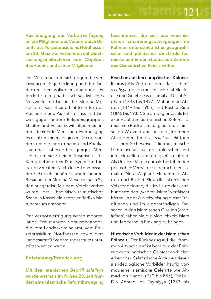 Seite 121 des Verfassungsschutzbericht 2017 Hessen