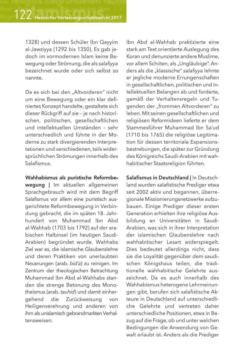 Seite 122 des Verfassungsschutzbericht 2017 Hessen