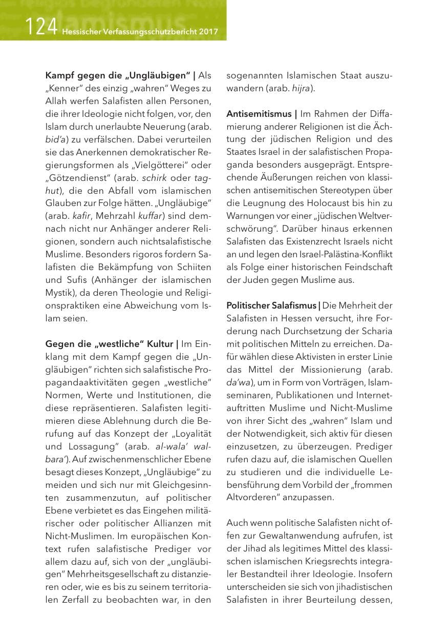 Seite 124 des Verfassungsschutzbericht 2017 Hessen