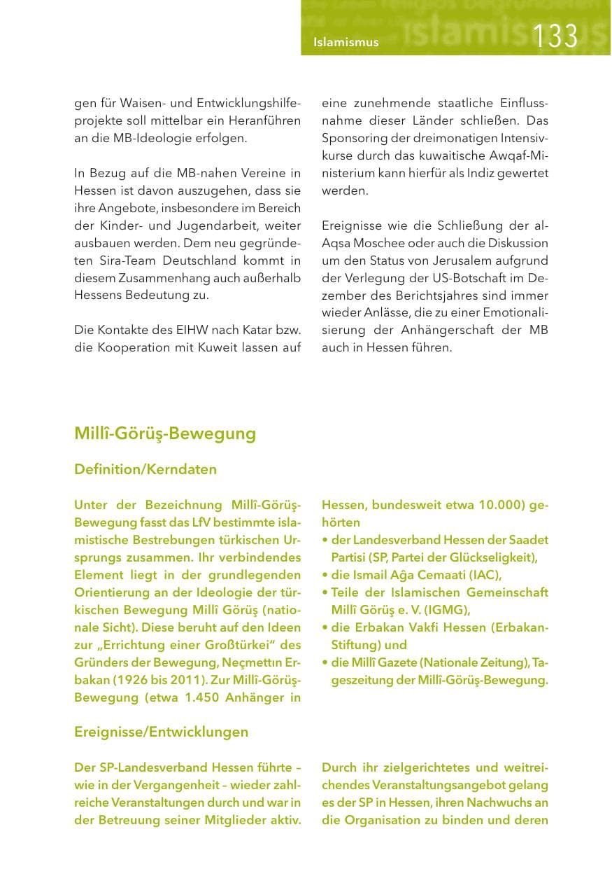 Seite 133 des Verfassungsschutzbericht 2017 Hessen