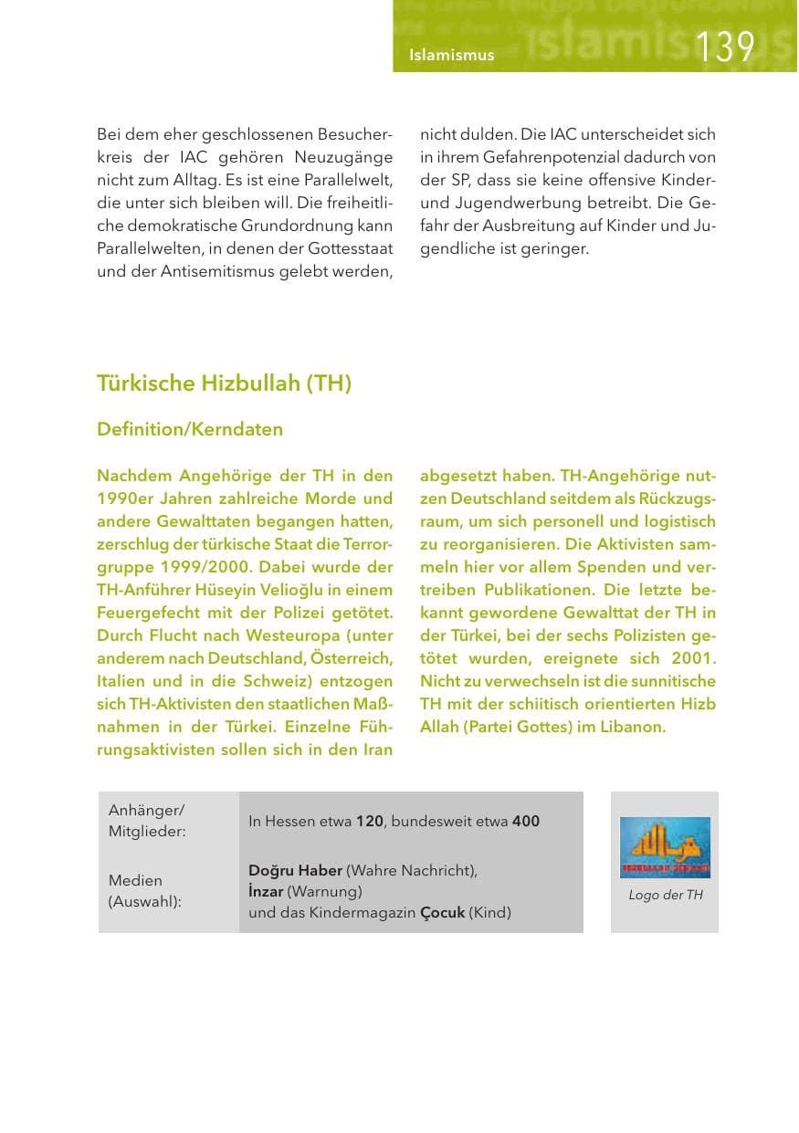 Seite 139 des Verfassungsschutzbericht 2017 Hessen