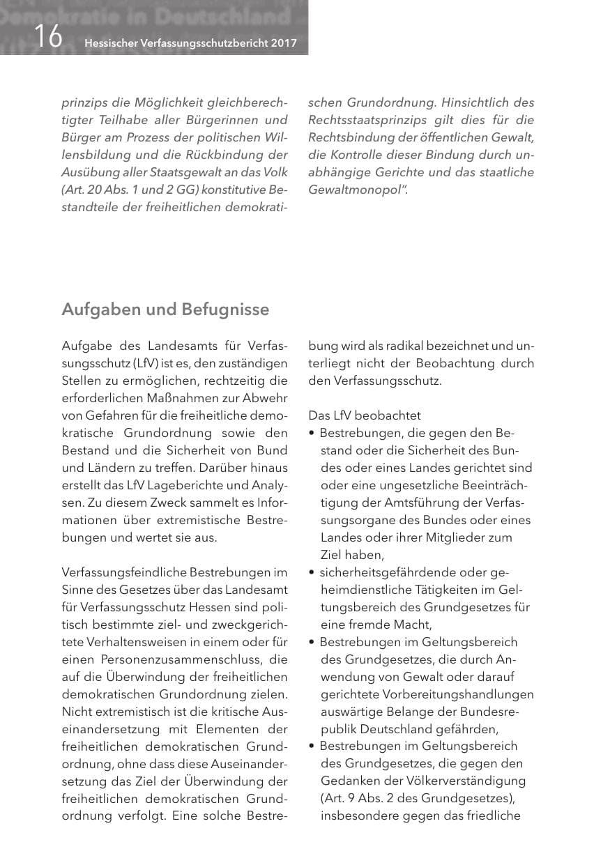 Seite 16 des Verfassungsschutzbericht 2017 Hessen