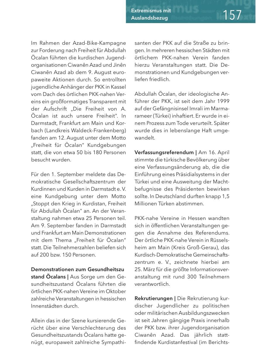 Seite 157 des Verfassungsschutzbericht 2017 Hessen