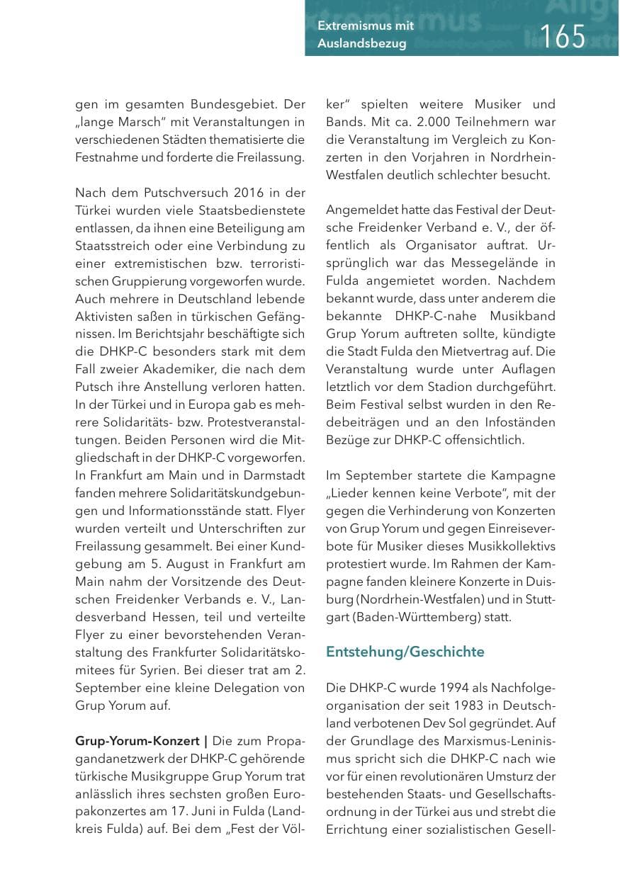 Seite 165 des Verfassungsschutzbericht 2017 Hessen