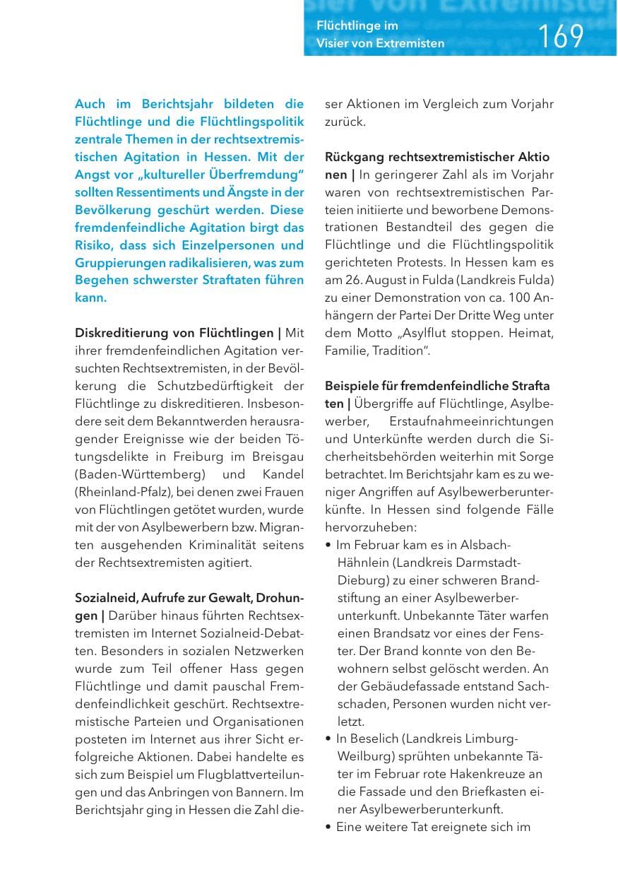 Seite 169 des Verfassungsschutzbericht 2017 Hessen