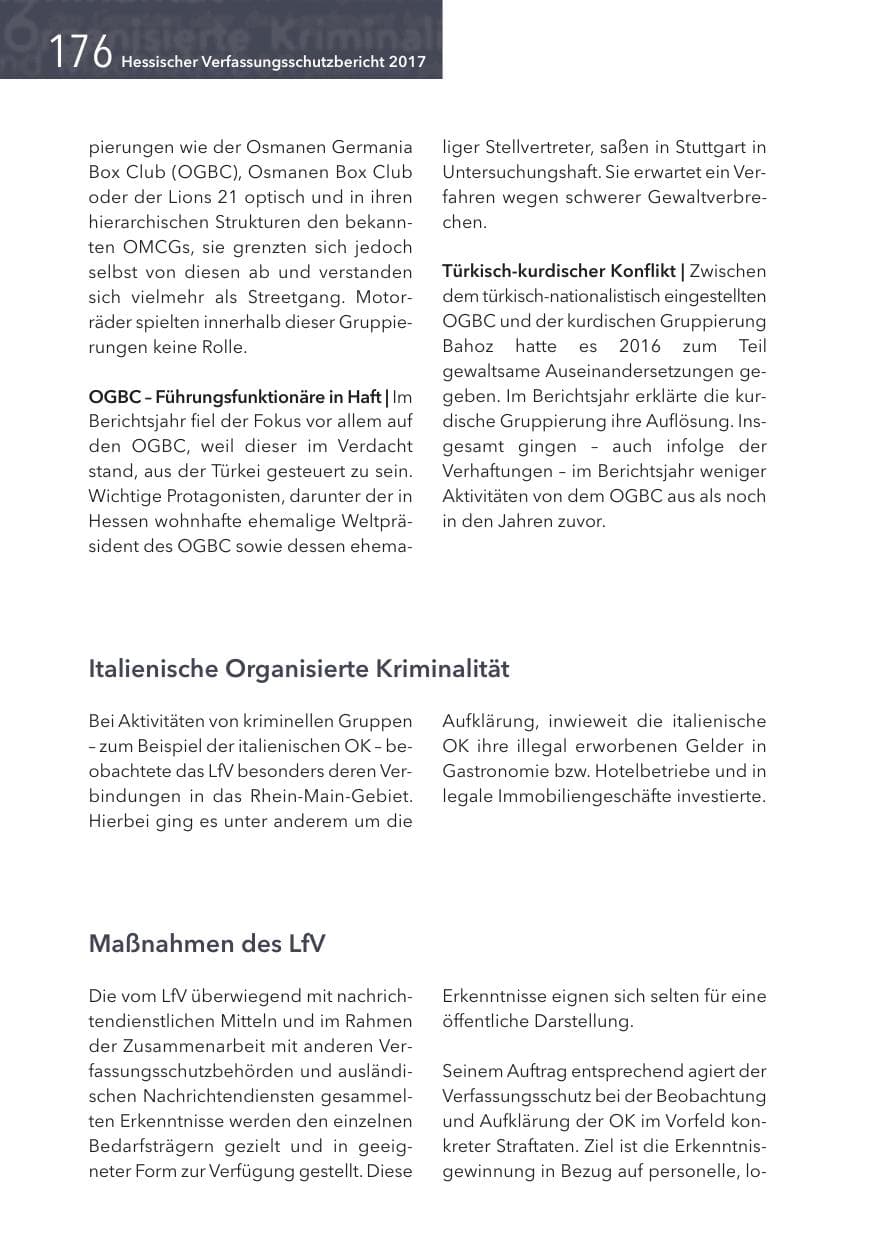 Seite 176 des Verfassungsschutzbericht 2017 Hessen