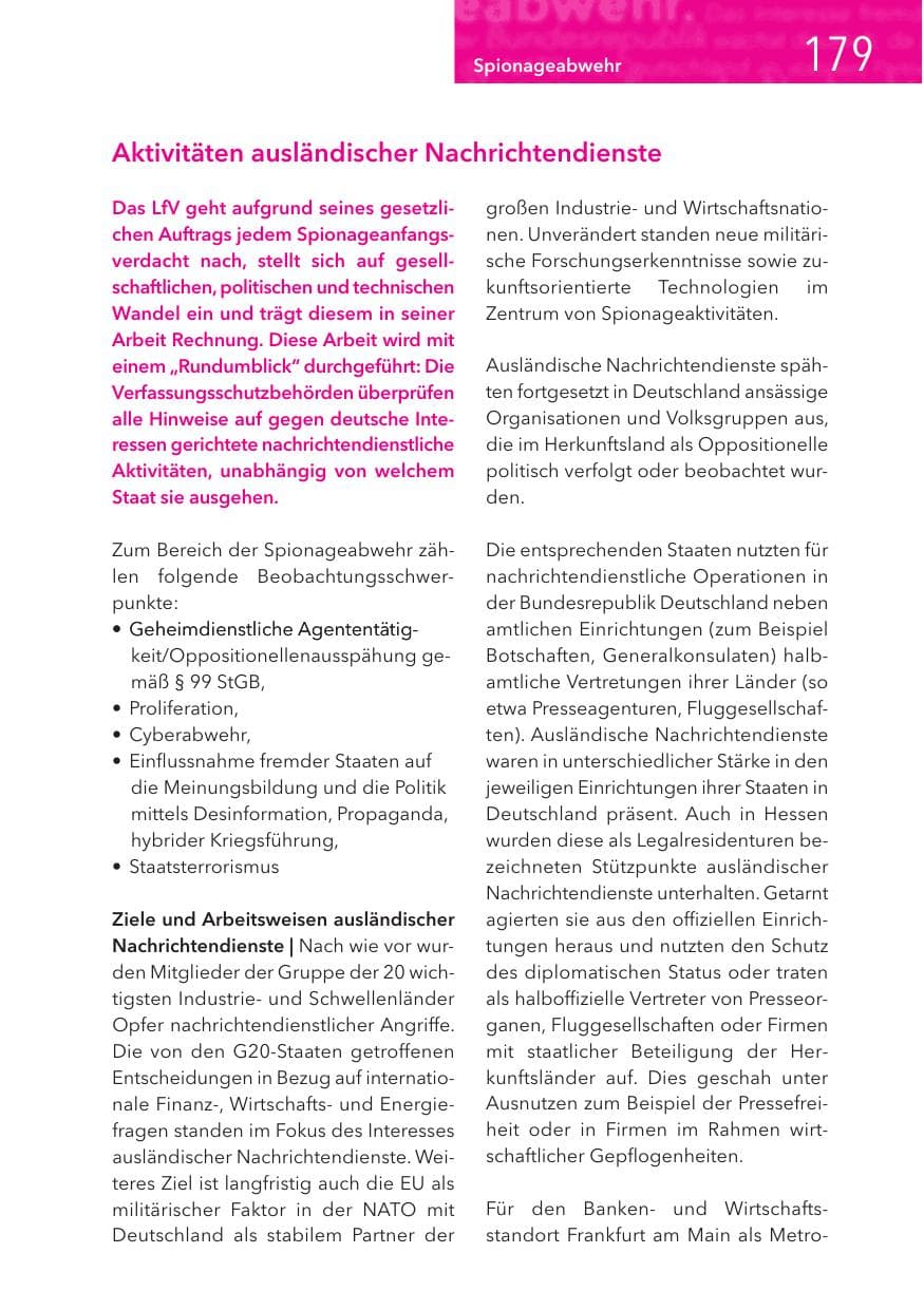 Seite 179 des Verfassungsschutzbericht 2017 Hessen