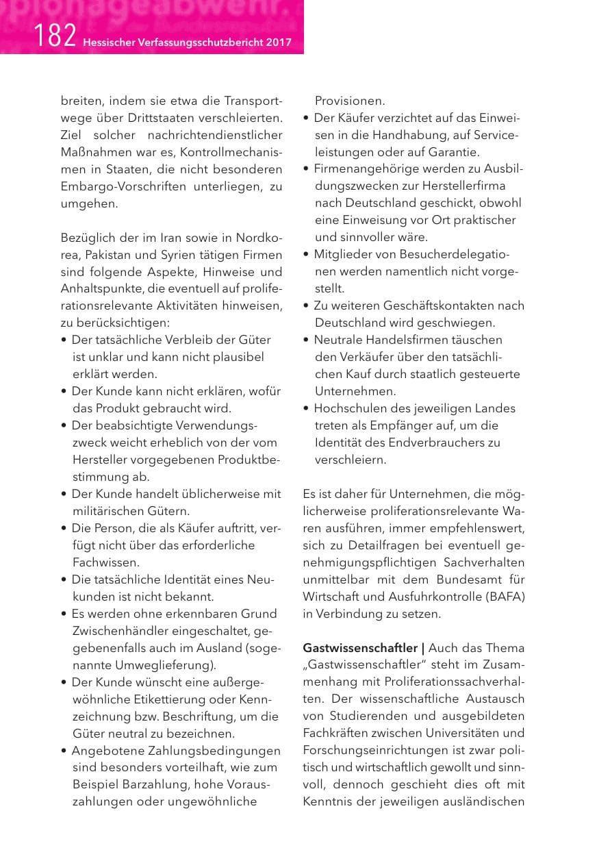 Seite 182 des Verfassungsschutzbericht 2017 Hessen