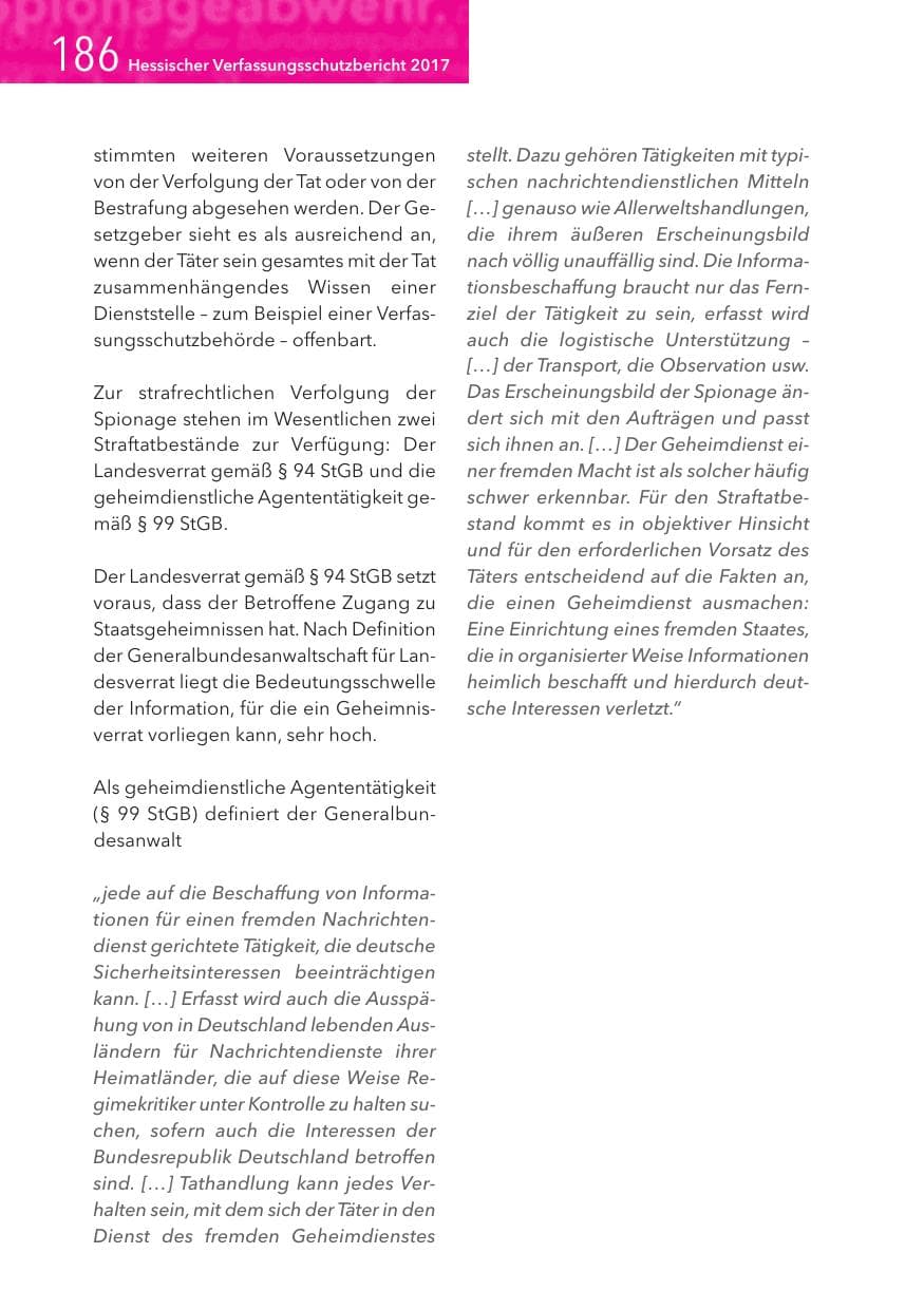 Seite 186 des Verfassungsschutzbericht 2017 Hessen