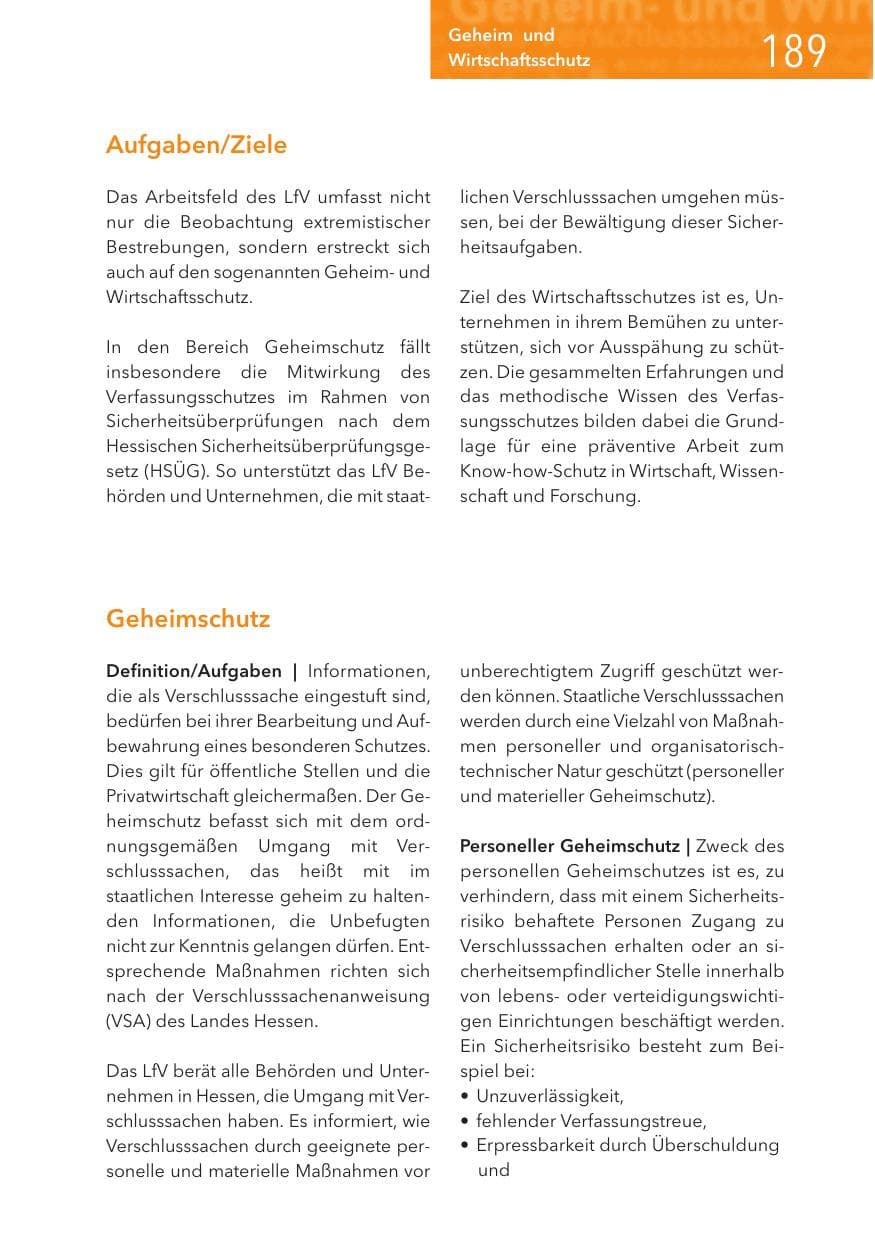 Seite 189 des Verfassungsschutzbericht 2017 Hessen